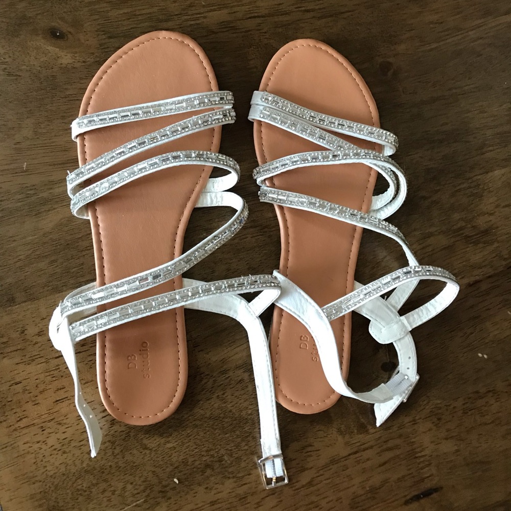 David’s Bridal crystal flat sandals